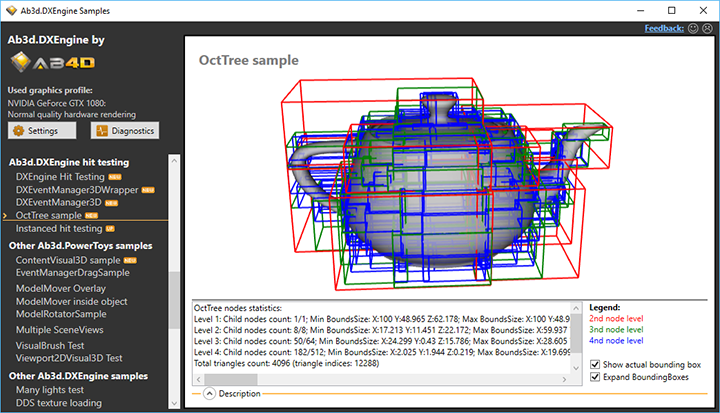 Teapot divided by oct-tree structure